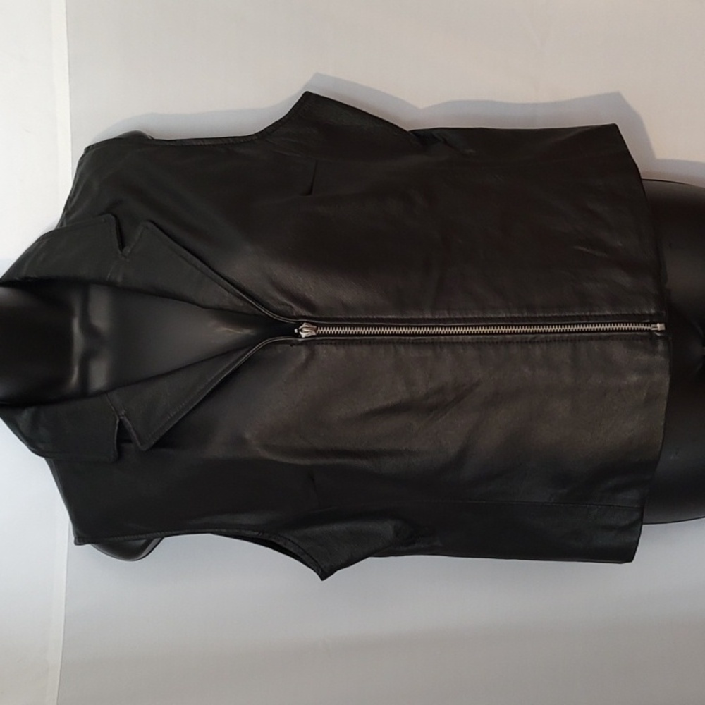 Women's black leather biker vest by 'Bikers Dream Apparel'. Size L